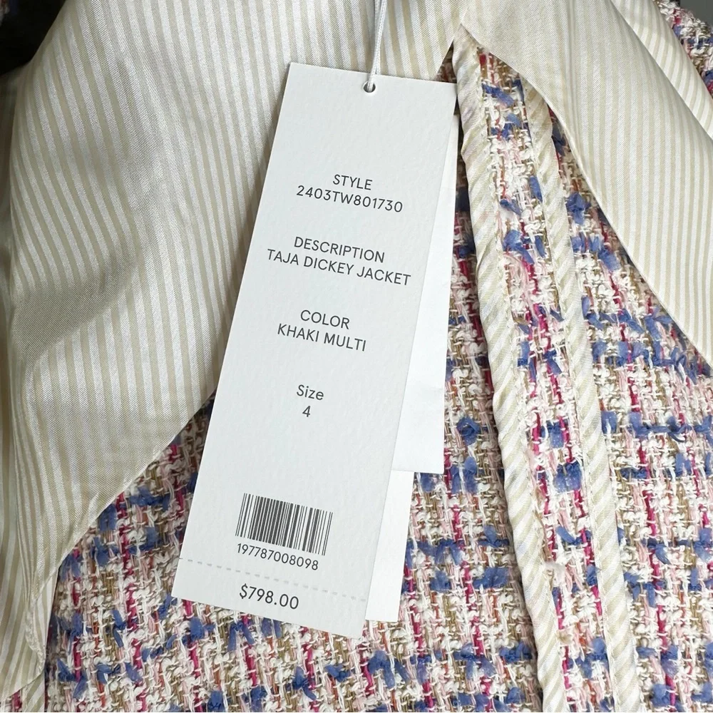 VERONICA BEARD Taja Tweed Pink Dickey Jacket Blazer 4 New with tags - Picture 7 of 10